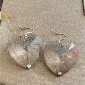Heart-Shaped crackle clear pierced  Earrings